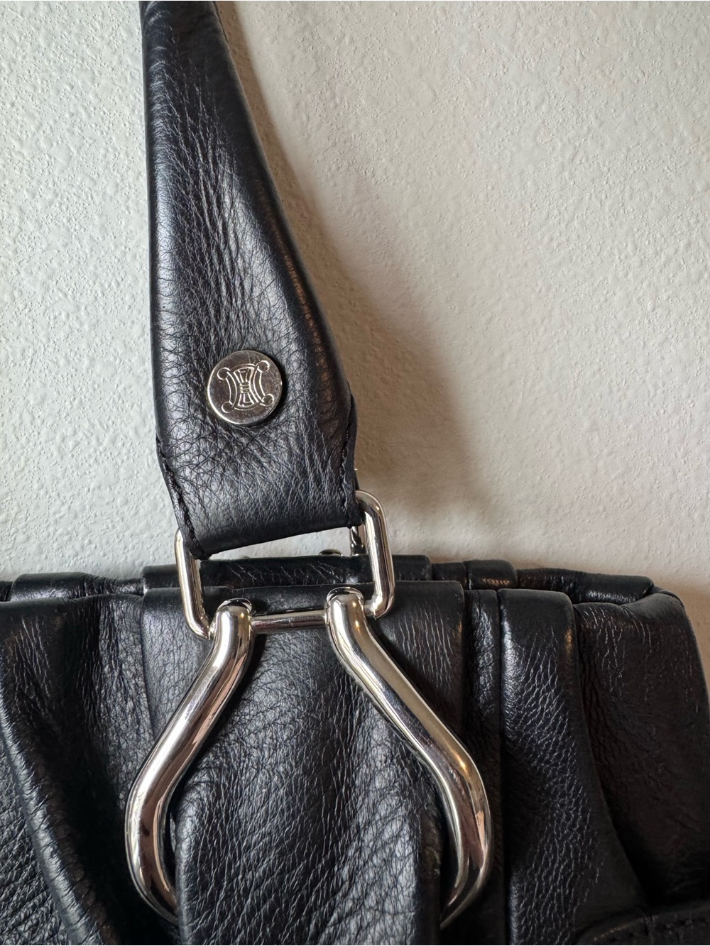 Celine Pillow Tote Black Leather Silver Hardware Phoebe Philo Era with COA - Picture 6 of 16